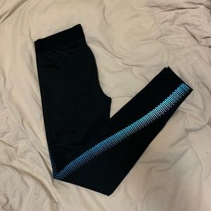 GAP Fit Black Leggings with Blue Detail | S